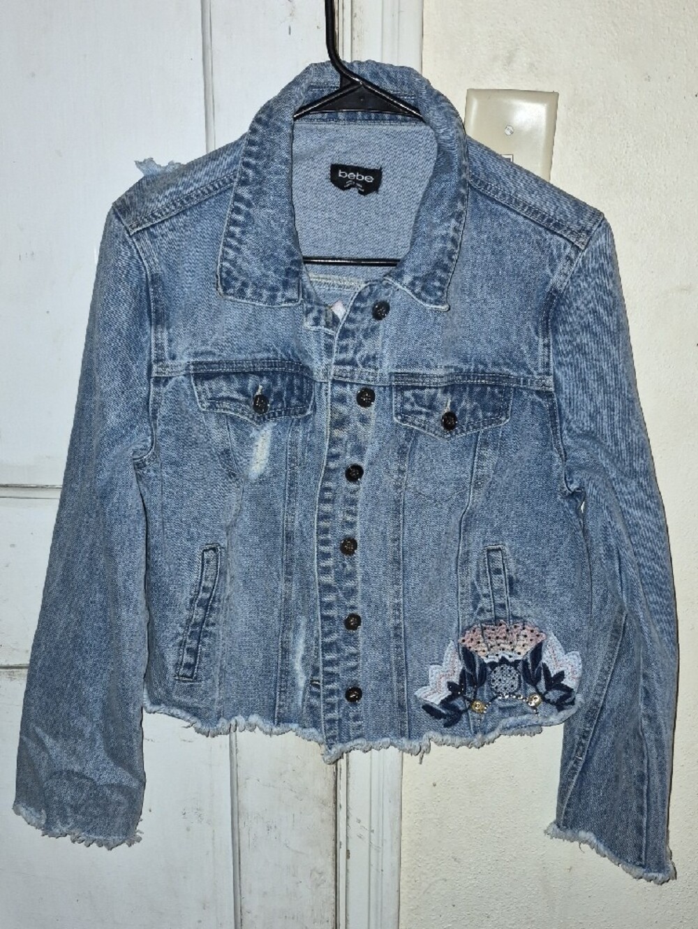 bebe Light Blue Denim Jacket with Black Label - Picture 9 of 9